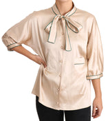 Dolce & Gabbana Elegant Beige Silk Blend Blouse Top