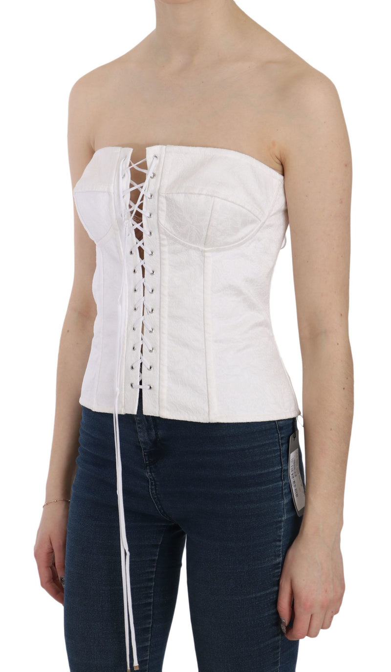 Dolce & Gabbana Elegant White Strapless Corset Top