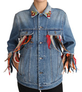 Dolce & Gabbana Floral Embroidered Denim Elegance Jacket