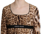 Roberto Cavalli Elegant Leopard Long Sleeve Top