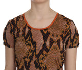 Just Cavalli Alluring Brown Snake Skin Pattern Blouse