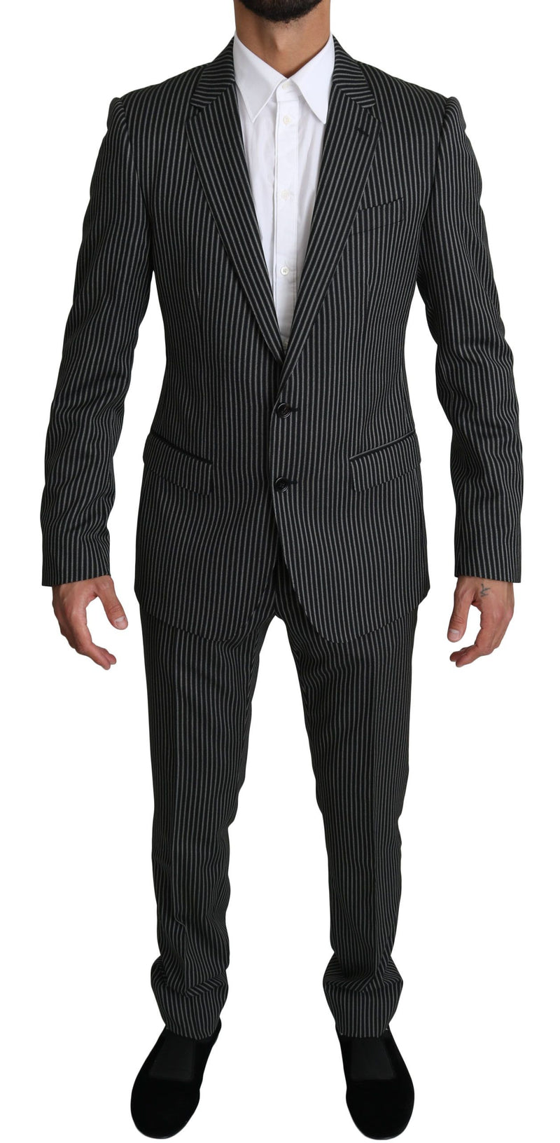 Dolce & Gabbana Elegant Striped Wool-Silk Two-Piece Suit