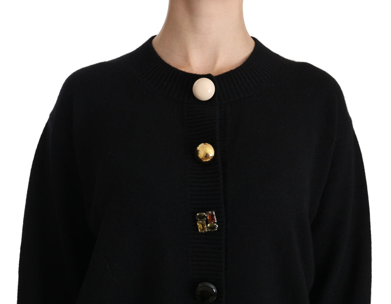 Dolce & Gabbana Elegant Black Cashmere Cardigan Top