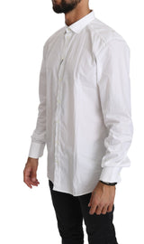 Dolce & Gabbana Elegant White Cotton Gold Fit Shirt