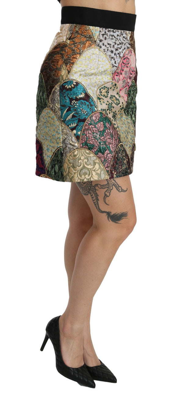 Dolce & Gabbana Vibrant Floral Jacquard Designer Skirt