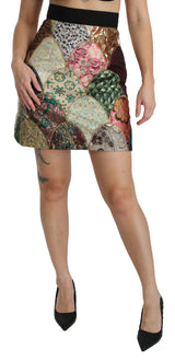 Dolce & Gabbana Vibrant Floral Jacquard Designer Skirt