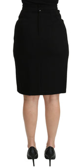 Dolce & Gabbana Elegant Wool High-Waist Knee-Length Skirt