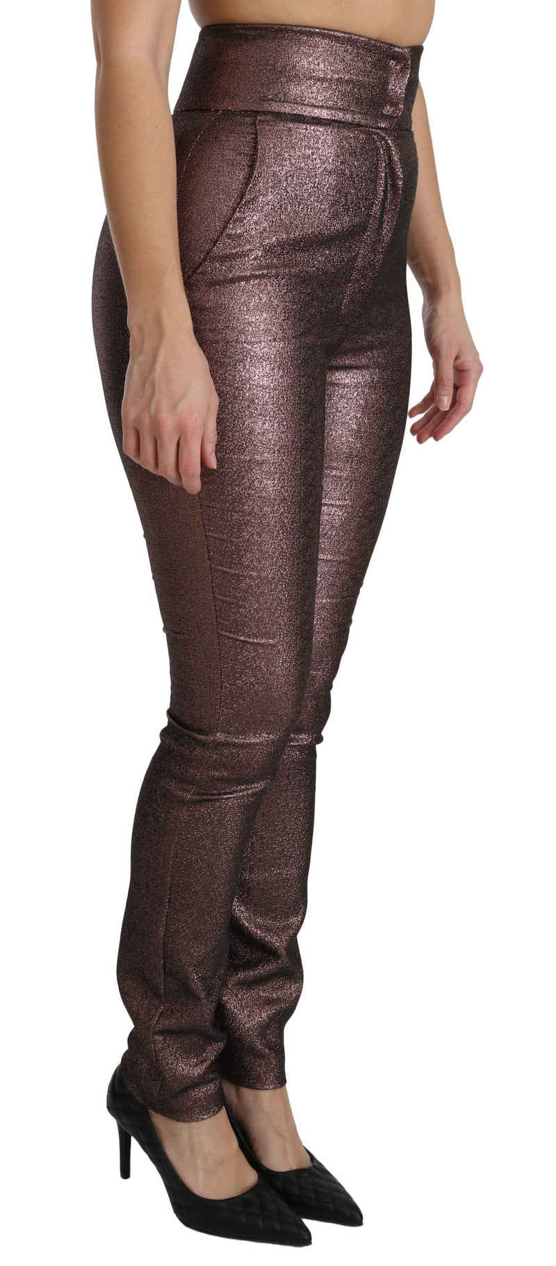 Dolce & Gabbana High Waist Slim Fit Metallic Pants