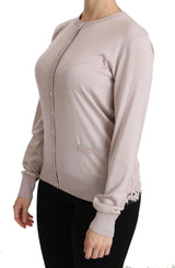 Dolce & Gabbana Silk Blend Pink Crew Neck Cardigan