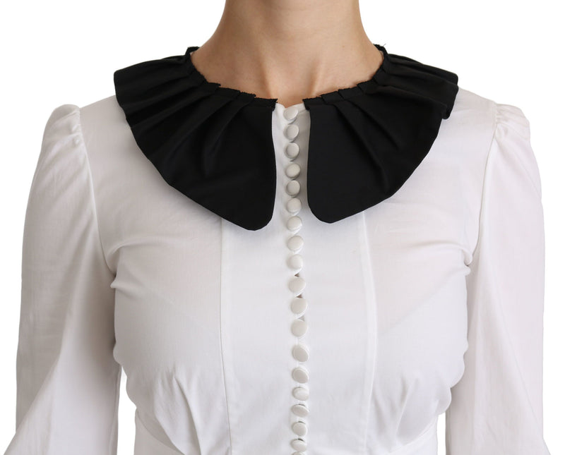 Dolce & Gabbana Elegant White Collared Cotton Top