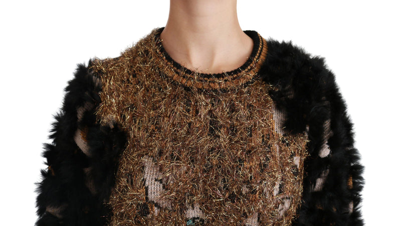 Dolce & Gabbana Elegant Leopard Motive Wool Blend Sweater