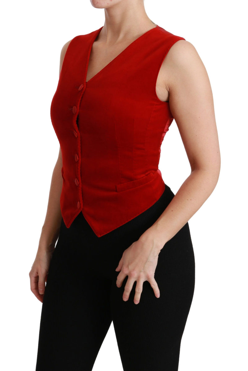 Dolce & Gabbana Elegant Red Sleeveless Silk Blend Vest