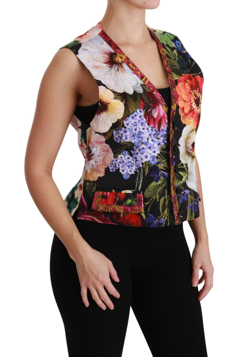 Dolce & Gabbana Multicolor Brocade Floral Sleeveless Vest