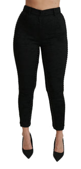 Dolce & Gabbana Elegant High Waist Skinny Black Brocade Pants