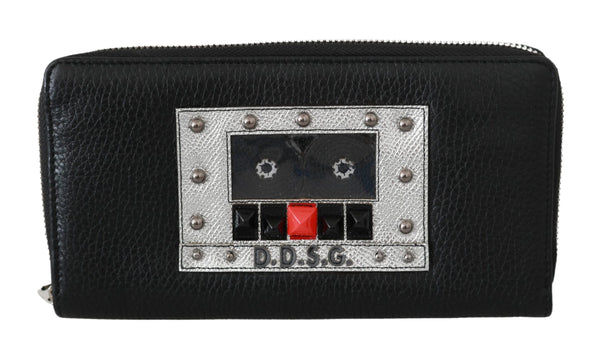 Dolce & Gabbana Elegant Black Leather Zip Continental Wallet