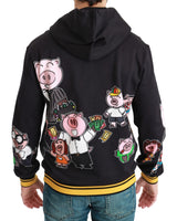 Dolce & Gabbana Chic Black Multicolor Motive Hooded Sweater