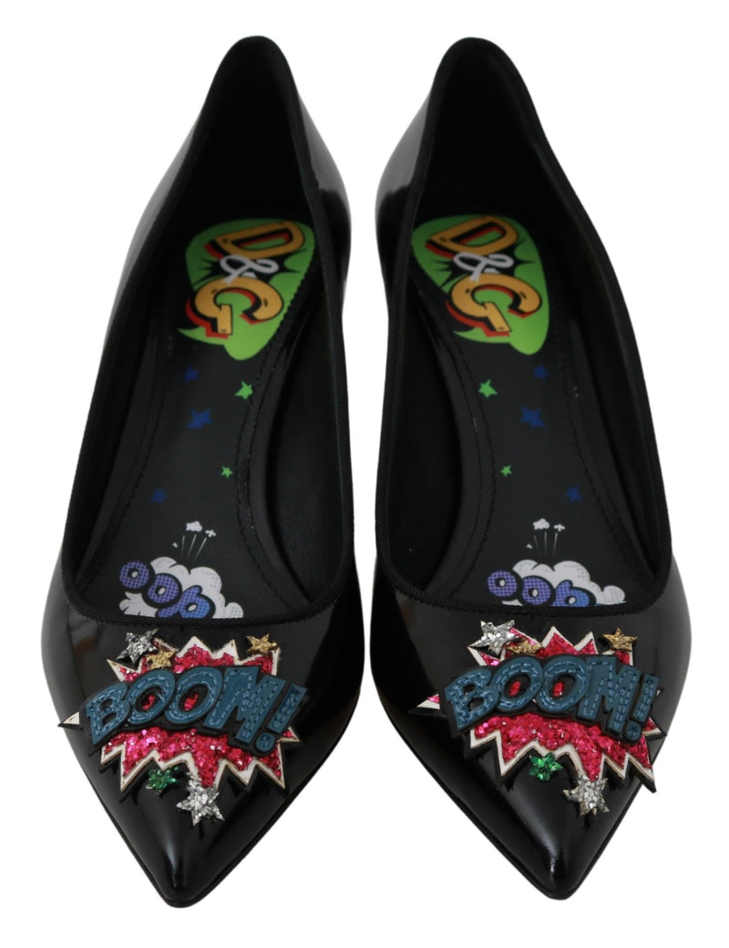 Dolce & Gabbana Elegant Black Embroidered Heels Pumps