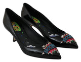 Dolce & Gabbana Elegant Black Embroidered Heels Pumps