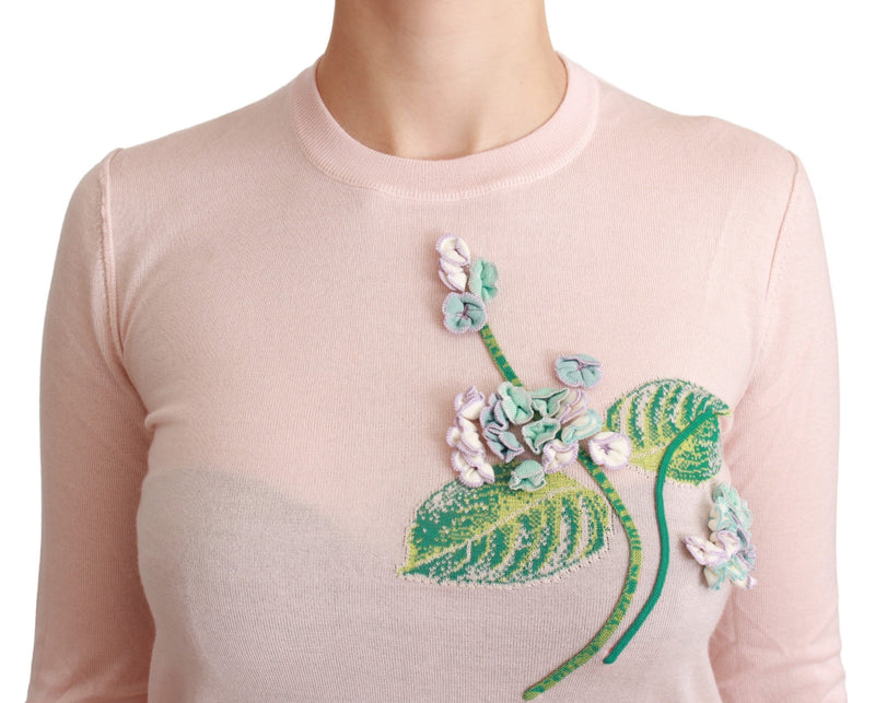 Dolce & Gabbana Silk Blend Floral Embroidered Sweater