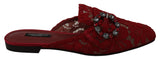 Dolce & Gabbana Radiant Red Slide Flats with Crystal Embellishments