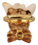 Dolce & Gabbana Chic Canine Gold-Tone Statement Ring