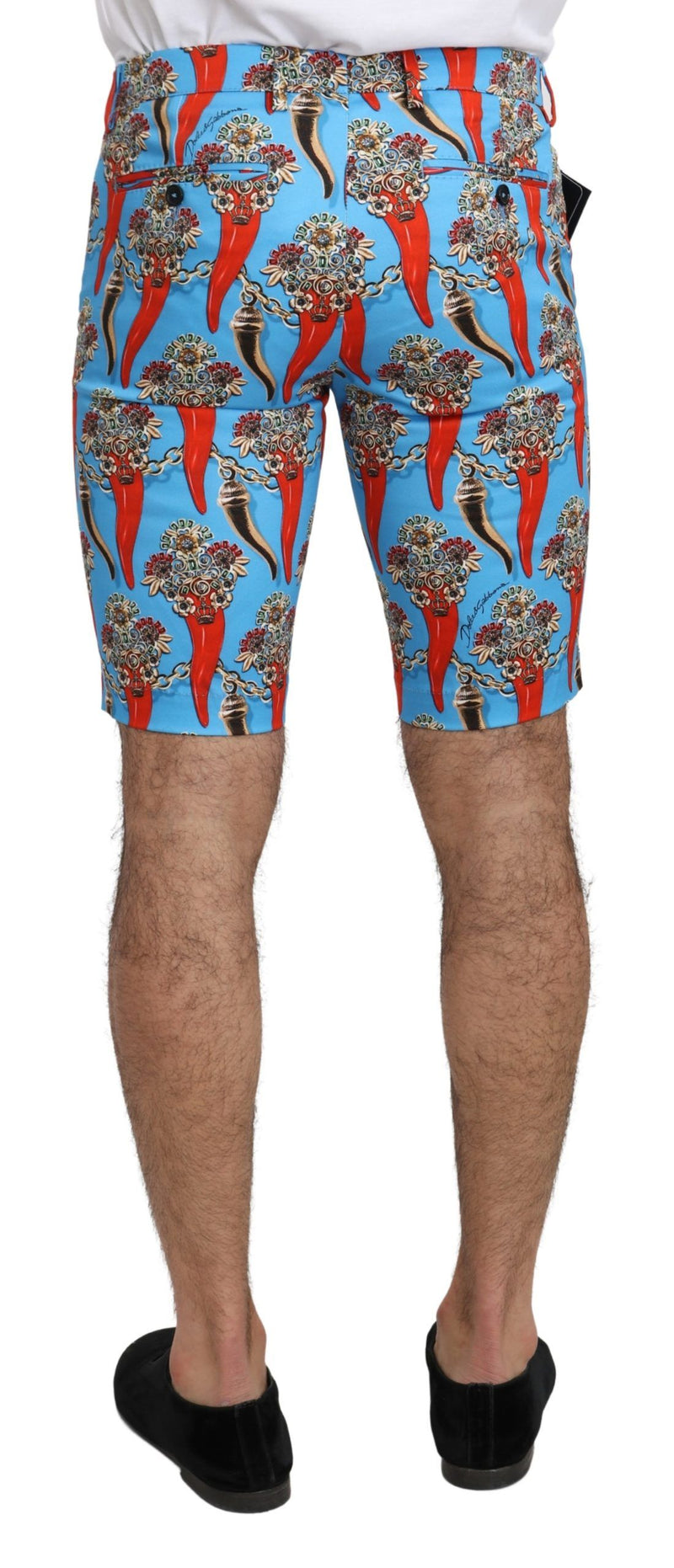 Dolce & Gabbana Chic Blue Chili Print Casual Shorts