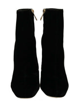 Dolce & Gabbana Elegant Velvet Ankle Boots with Crystal Heels