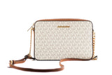 Michael Kors Jet Set Large East West Saffiano Leather Crossbody Bag Handbag (Vanilla Signature)