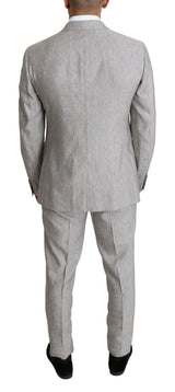 Dolce & Gabbana Elegant Slim Fit Gray Linen-Silk Suit