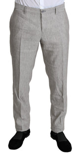 Dolce & Gabbana Elegant Slim Fit Gray Linen-Silk Suit