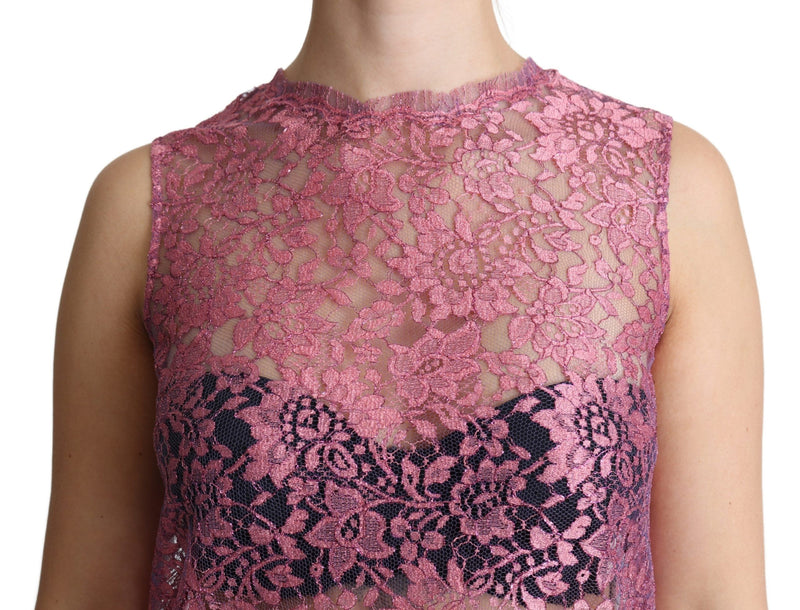 Dolce & Gabbana Elegant Pink Taormina Lace Sleeveless Top