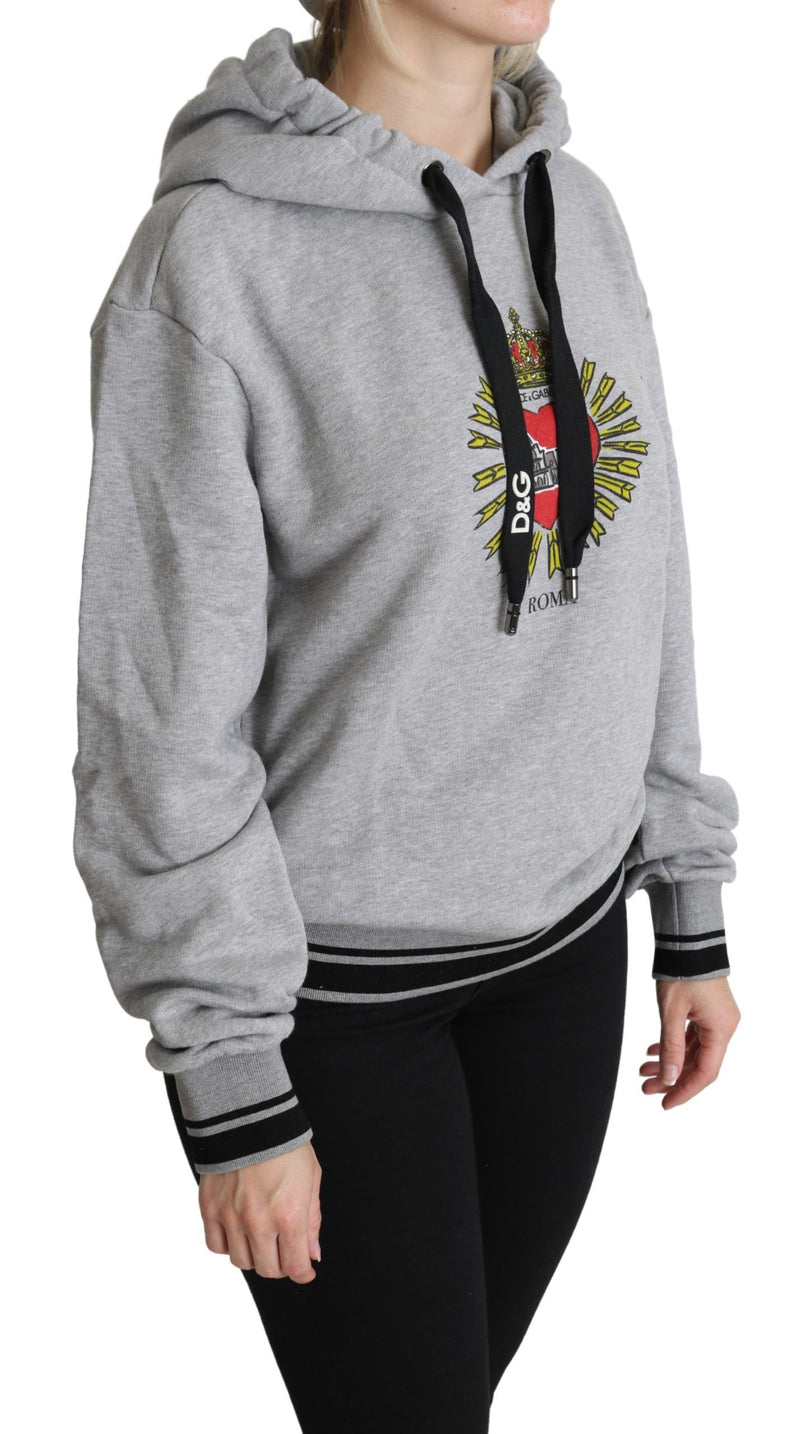 Dolce & Gabbana Exclusive Hooded Gray Cotton Sweater