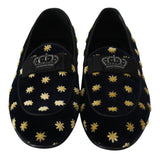 Dolce & Gabbana Elegant Velvet Crown Embroidery Loafers