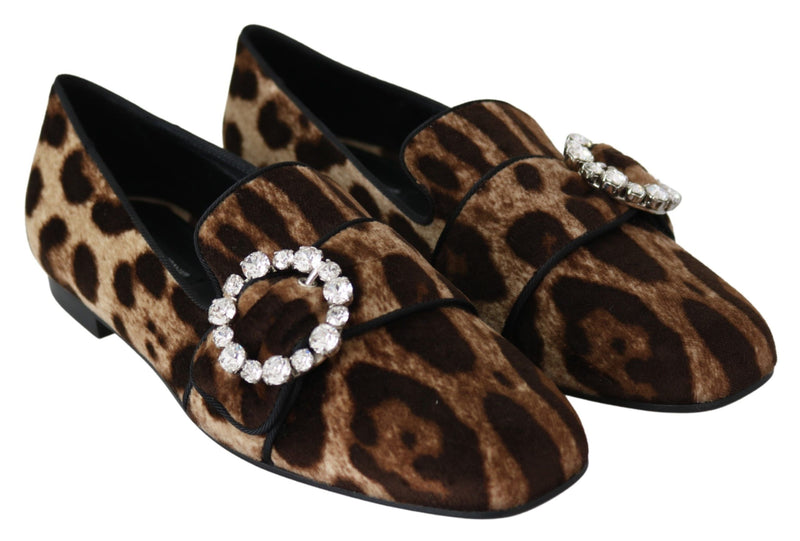 Dolce & Gabbana Leopard Print Crystal Embellished Loafers