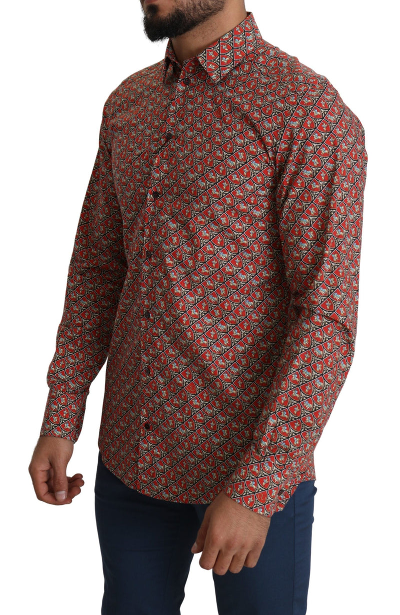 Dolce & Gabbana Elegant Red Martini Fit Cotton Shirt