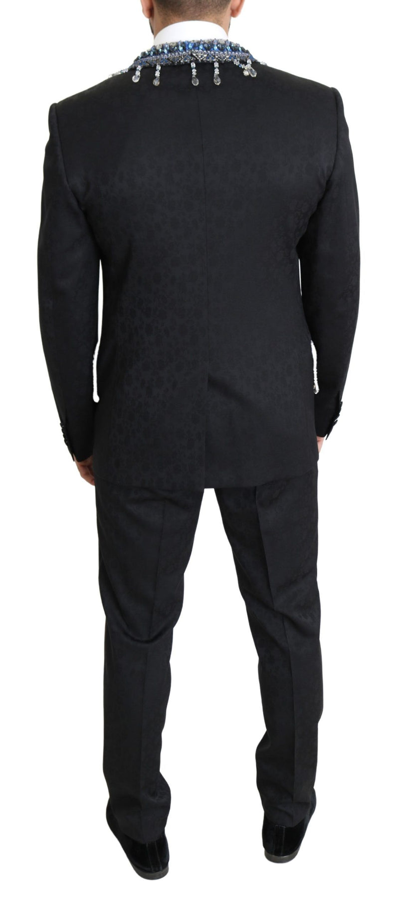 Dolce & Gabbana Elegant Black Brocade Two-Piece Wool Suit