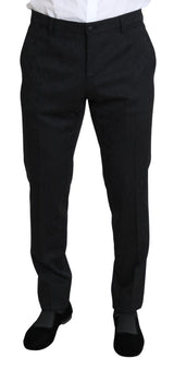 Dolce & Gabbana Elegant Black Brocade Two-Piece Wool Suit