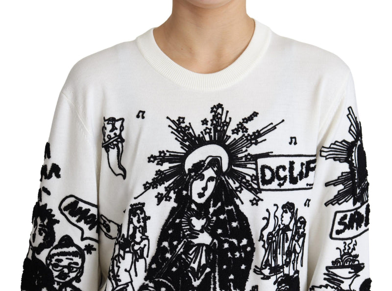 Dolce & Gabbana Embroidered Graffiti Pullover in Virgin Wool