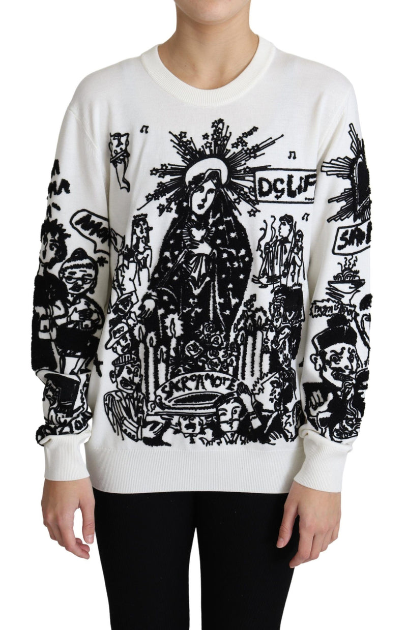 Dolce & Gabbana Embroidered Graffiti Pullover in Virgin Wool