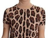 Dolce & Gabbana Elegant Leopard Print Wool Turtleneck Top