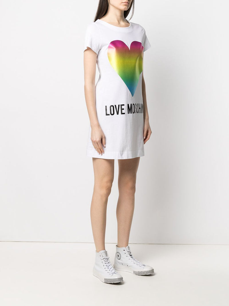 Love Moschino Chic Cotton Heart Print Dress - Short Sleeves