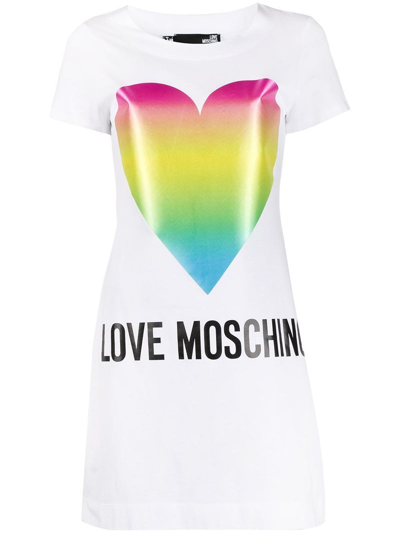 Love Moschino Chic Cotton Heart Print Dress - Short Sleeves