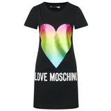 Love Moschino Chic Heart Print Cotton Dress