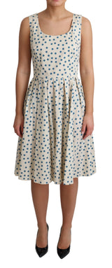 Dolce & Gabbana Elegant Beige Polka Dot A-Line Sleeveless Dress