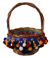 Dolce & Gabbana Multicolor Embellished Wicker Tote