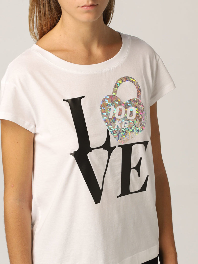 Love Moschino Chic Minimal Logo Cotton Tee