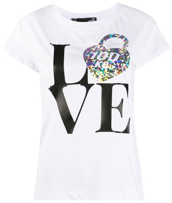 Love Moschino Chic Minimal Logo Cotton Tee