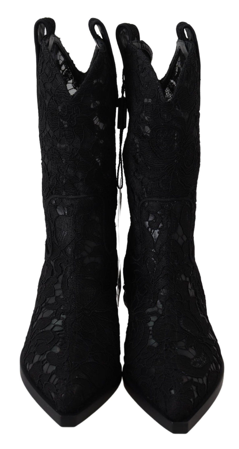 Dolce & Gabbana Elegant Viscose Leather Ankle Boots with Crystals