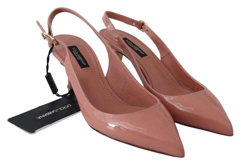 Dolce & Gabbana Elegant Pink Patent Leather Slingback Heels