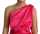 Dolce & Gabbana Elegant Fuchsia Silk One-Shoulder Wrap Dress